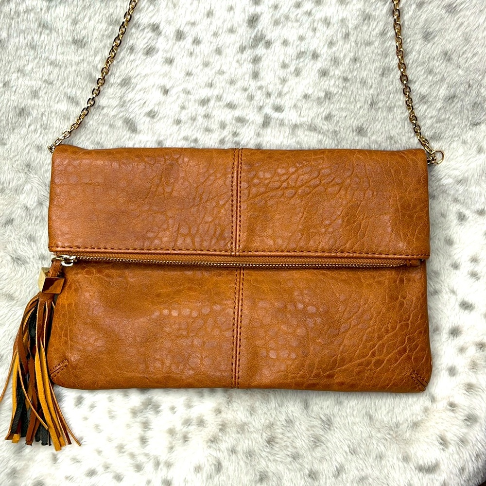 Super Cute Brown Oversized Clutch w / Removable Chain